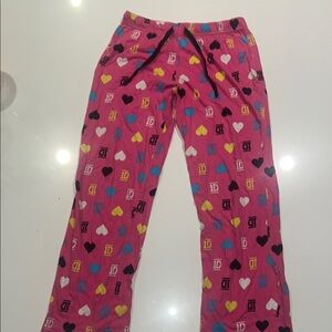 1D Pink Heart Print Kids Pajama Bottoms